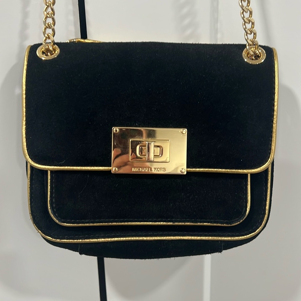 Michael Kors cross body black and gold purse